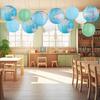 Paper Lanterns Set Hanging Paper Lanterns Ceiling Party Decorations World Map Combination Macaron Lanterns for School Classroom