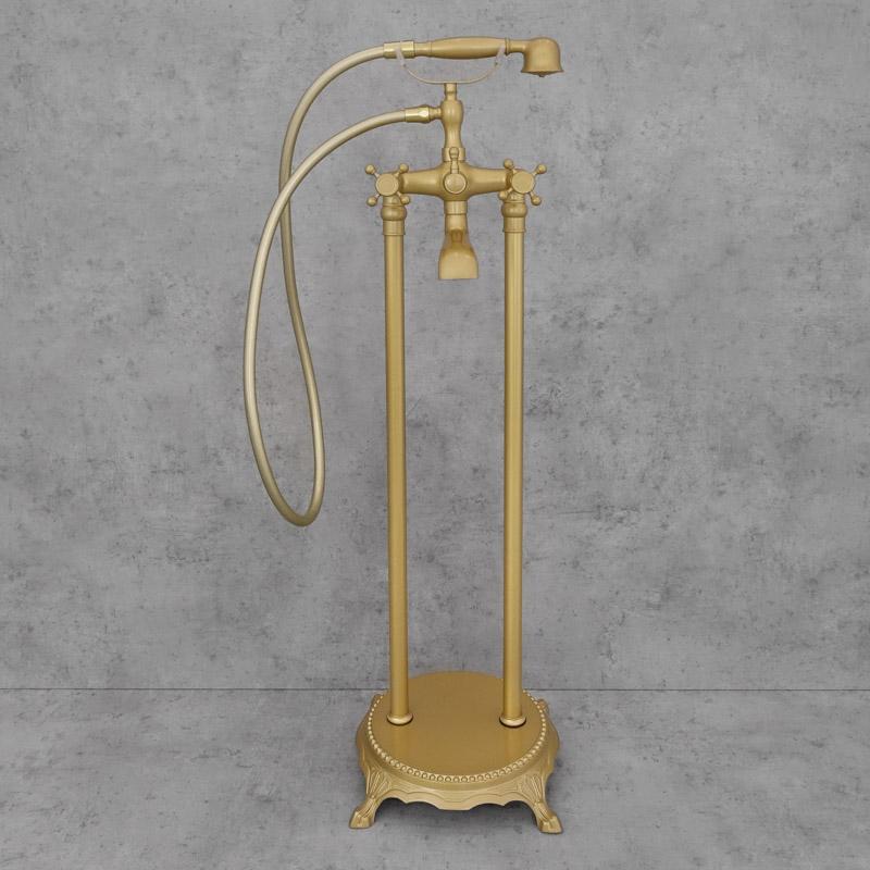 Freestanding floor-standing bathtub tap, antique brass, EXETER