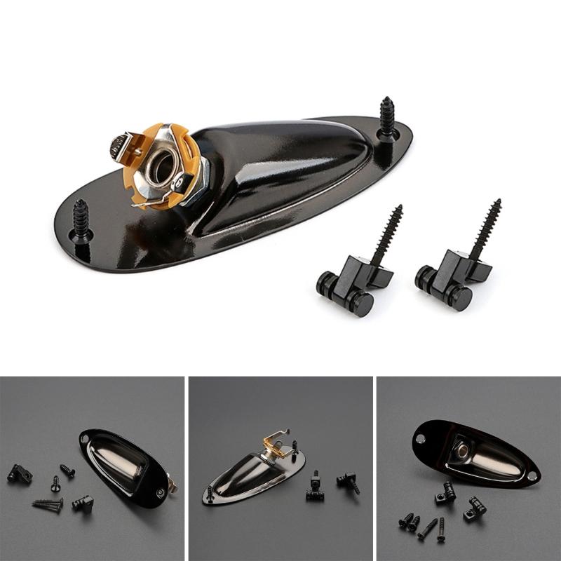 Guitar Pickup Output Jacks Socket Plate with Roller Style Guitar String Retainer
