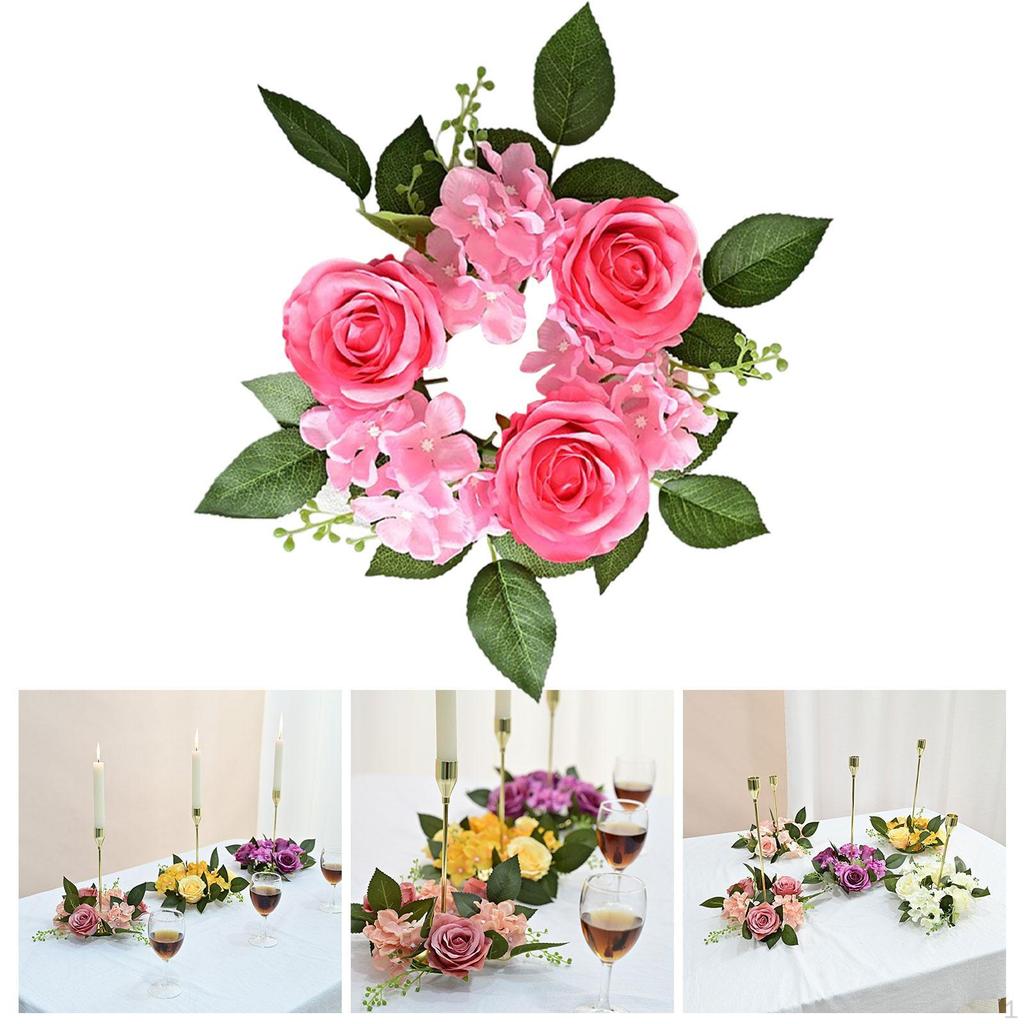 20cm Candle Ring Wreaths Centerpieces Festival Flower Garland Tabletop Thanksgiving Wedding Easter