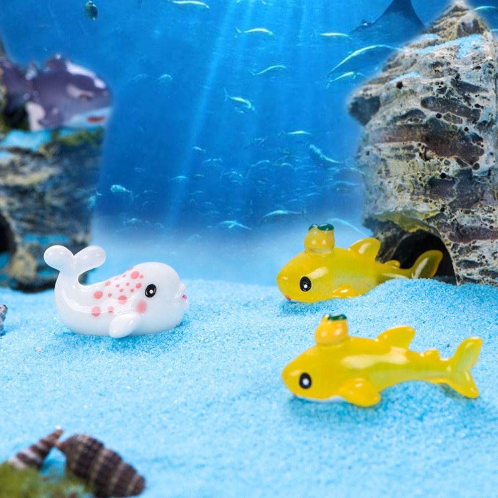 Мультяшная мультяшная статуэтка рыбы из смолы Мини-модели морской жизни Ремесло Миниатюрные фигурки морских животных