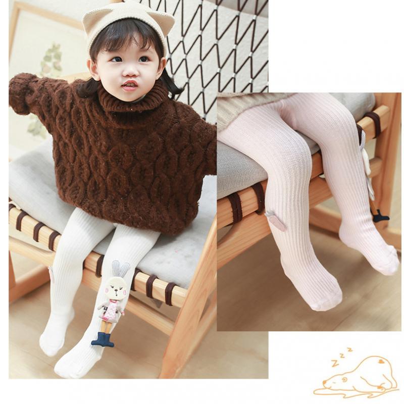 Вязаные колготки для девочек, однотонные детские колготки с рисунком кролика, хлопковые мягкие детские колготки для девочек, осень-зима, 1-7 лет, брюки, новые