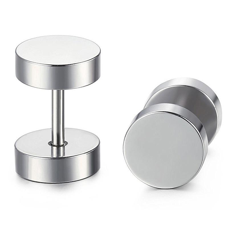 Lovely Beautiful Fashion Accessories Mix Colorful Round Dumbbell Stainless Steel Earrings Exquisite Elegant Women All-Match Jewelry