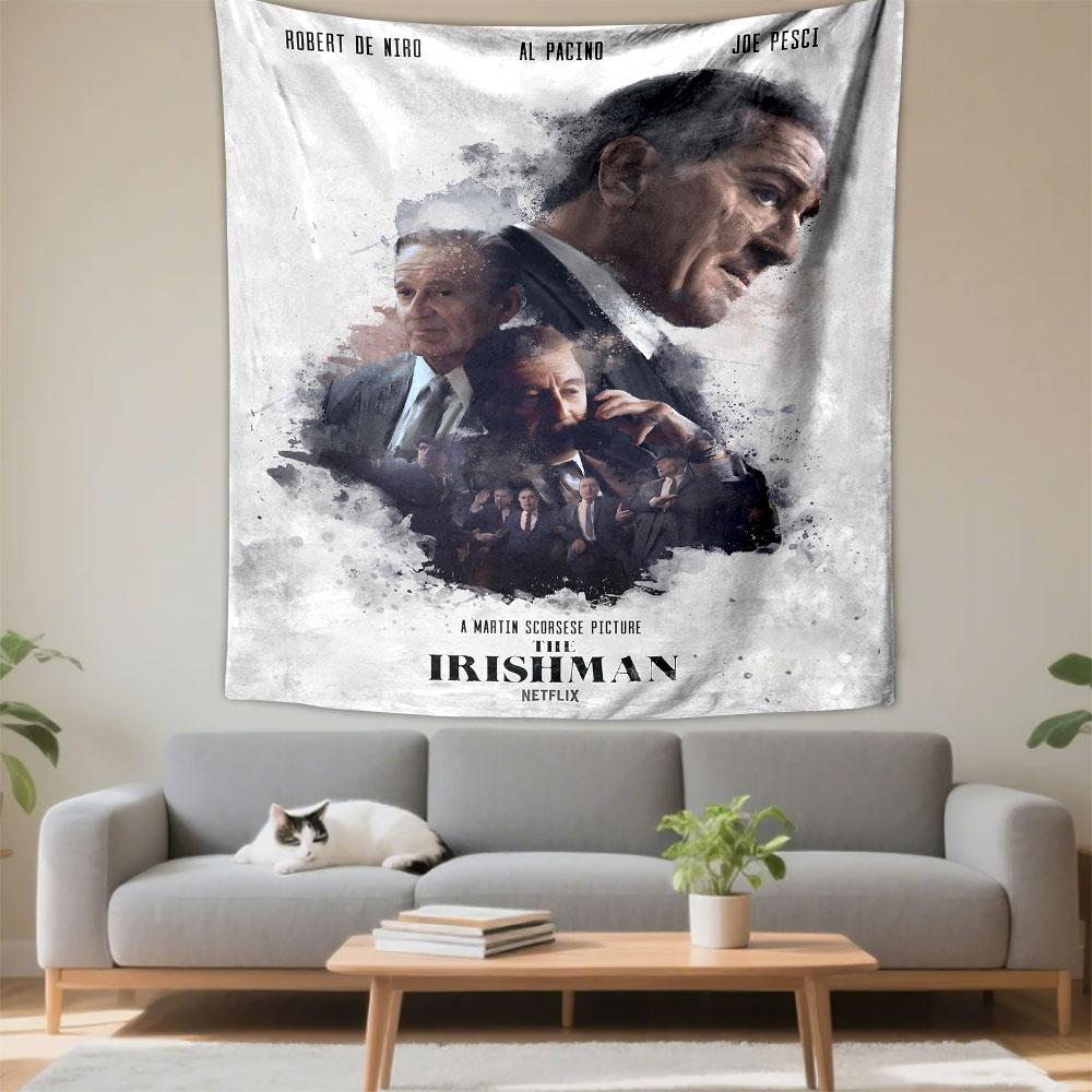 The Irishman Tapestry Wall Hanging, De Niro Pacino Pesci Netflix Art, Gangster Movie Wall Decor for Bedroom Man Cave