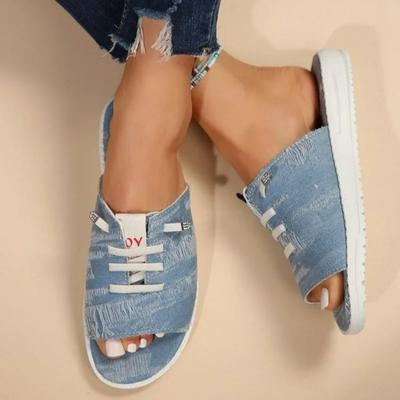 Zapatillas de tela vaquera antideslizantes для женщин, chanclas planas comodas para verano, неофициальные зоны для игр и экстерьера,