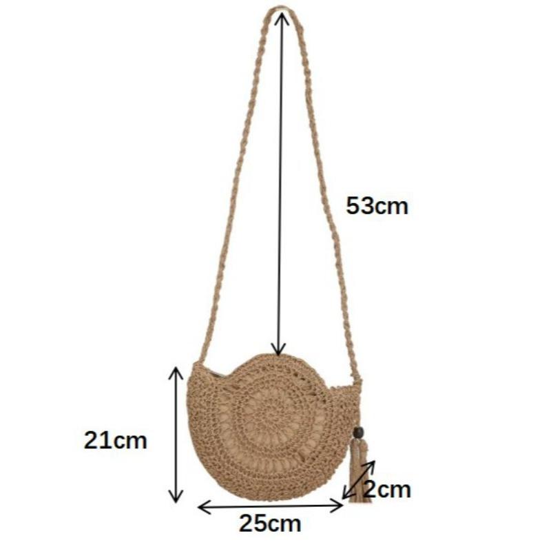 New Versatile Tassel Straw Bag Shoulder Messenger Bag Handmade Hollow Woven Bag Women's Bag Seaside Vacation Beach Bag