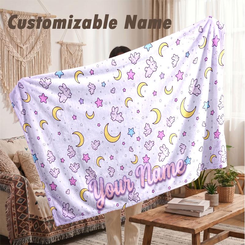 Custom Name Flannel Blanket,Sailor Moon Lightweight Warm Bed Blanket For Couch & Holiday Gift