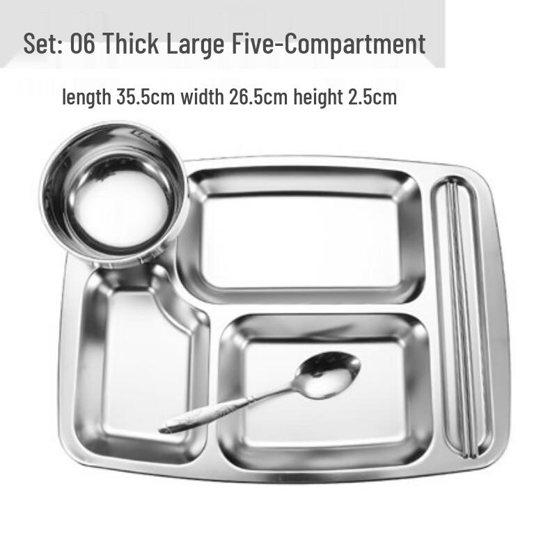 304 Stainless Steel Divided Dinner Plate & Utensil Set