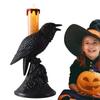 Gothic Raven LED Candles Realistic Table Lamp Black Crow Statue Glowing Candlestick  Halloween