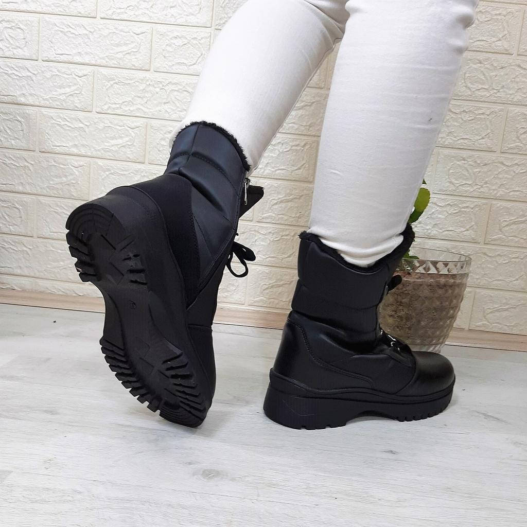 Twingo 875 Черные женские ботинки Nova на молнии с мехом внутри