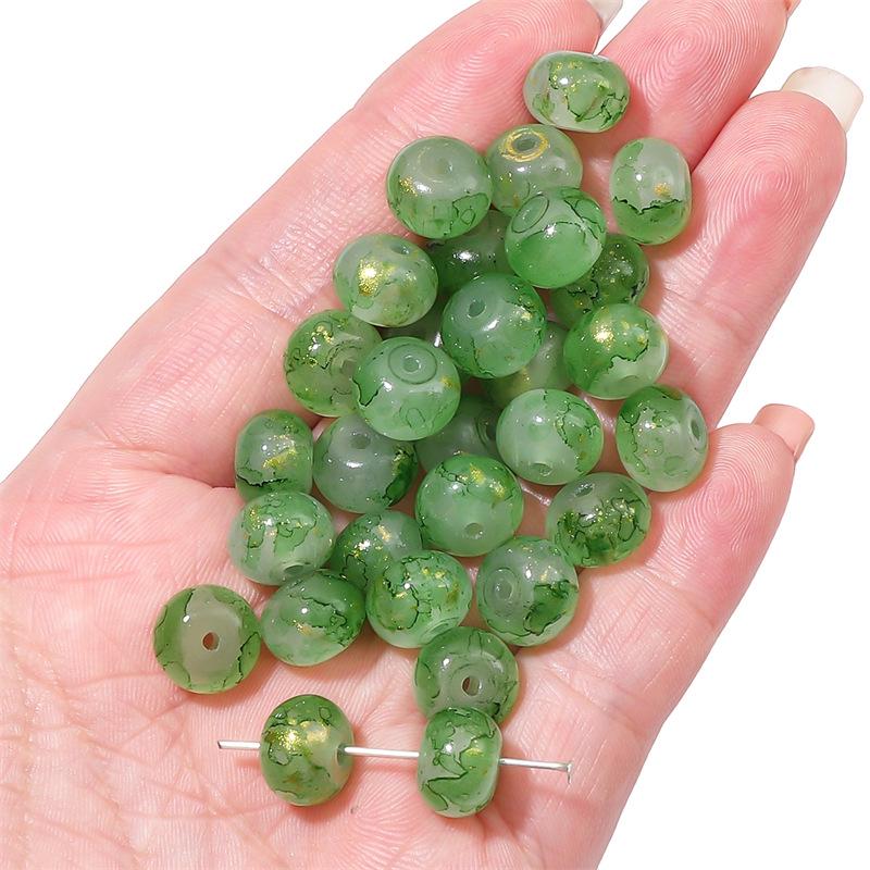 Бусины-абакус из омбре стекла с золотыми вкраплениями для изготовления украшений своими руками