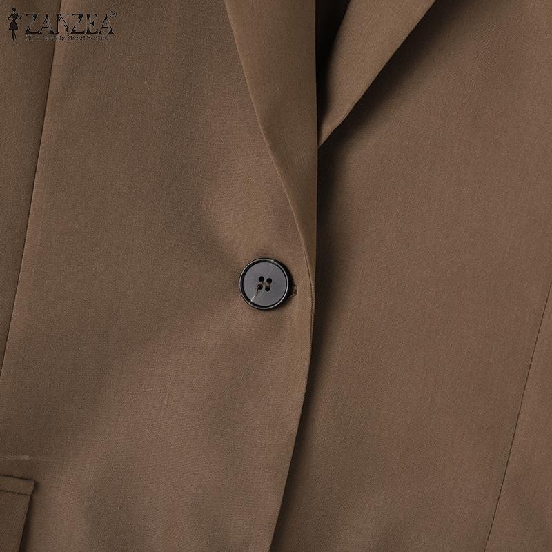 ZANZEA Женский повседневный кардиган с отложным воротником и длинными рукавами, верхняя одежда