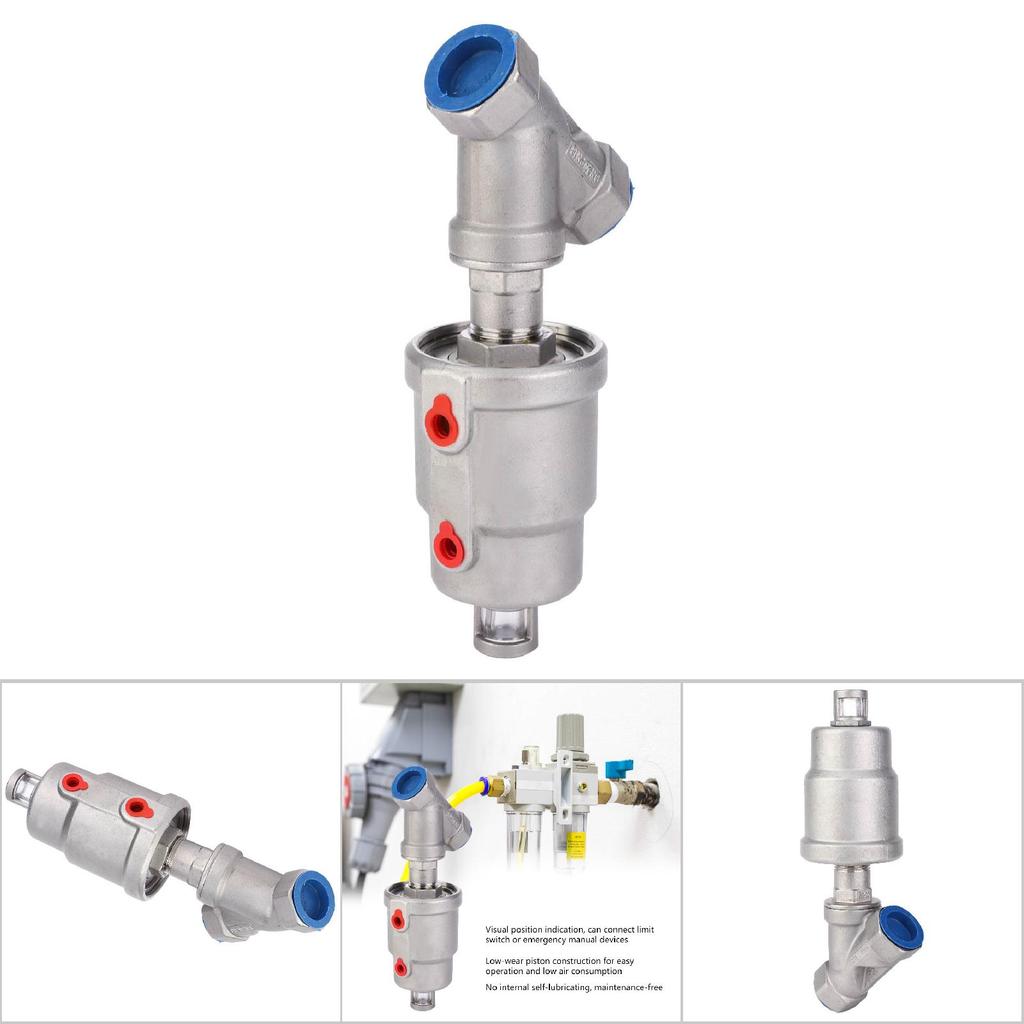 Angle Seat Valve Actuated Female Thread Stainless Steel Pneumatic Steam Valve