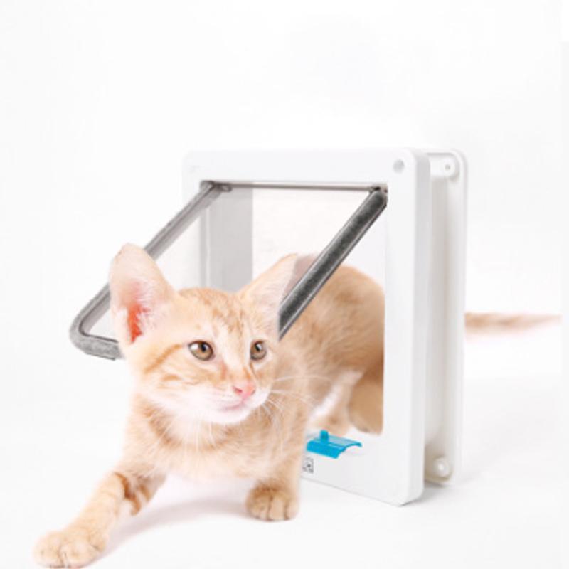 Ворота для собак, кошачья откидная дверь, 4-сторонняя запираемая дверь безопасности, входная дверь, пластиковая дверь для маленькой собаки, комплект для собачьей будки, питомника, товары для животных