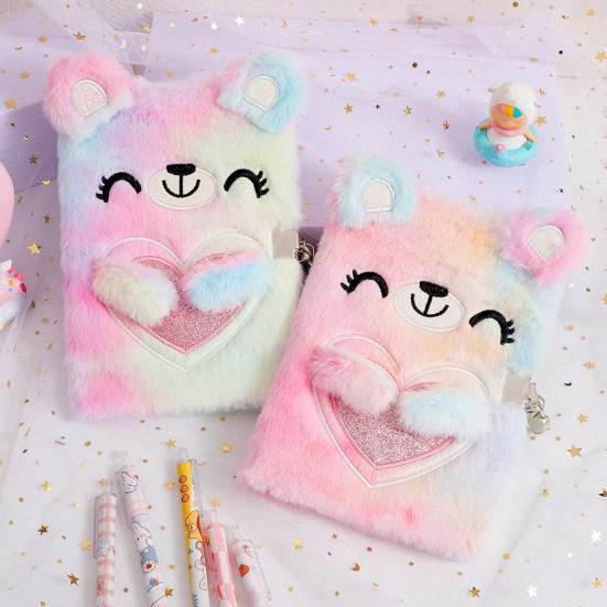 Writing Short Velvet Shell Practical A5 with Lock Teenager Girl Keep Diary Lockable Plush Notebook