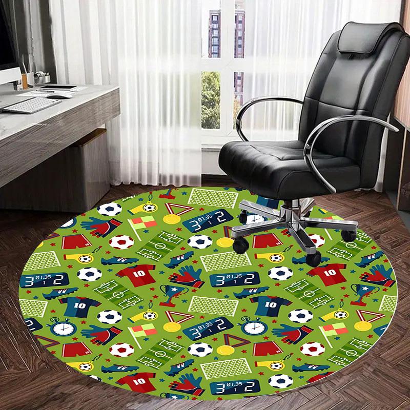 1pc Office Carpet Chair Mats Soccer-themed circular pattern Perfect for Decorating Office Chairs, Living Rooms, Or Bedrooms
