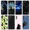 Black Cat Cartoon Cute Phone Case For Samsung Galaxy S24 Plus S23 S22 S21 S20 FE Ultra 5G S10 S10E S9 Soft Clear Silicone Cover