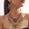 Ethnic Style Tribe Colored Coin Women Jewelry Set Banquet Beach Party Gifts Retro Necklace Earring