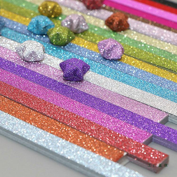 Glitter Origami Wishing Stars: Handmade Five-Pointed Colored Paper for Star Folding with Optional Colors