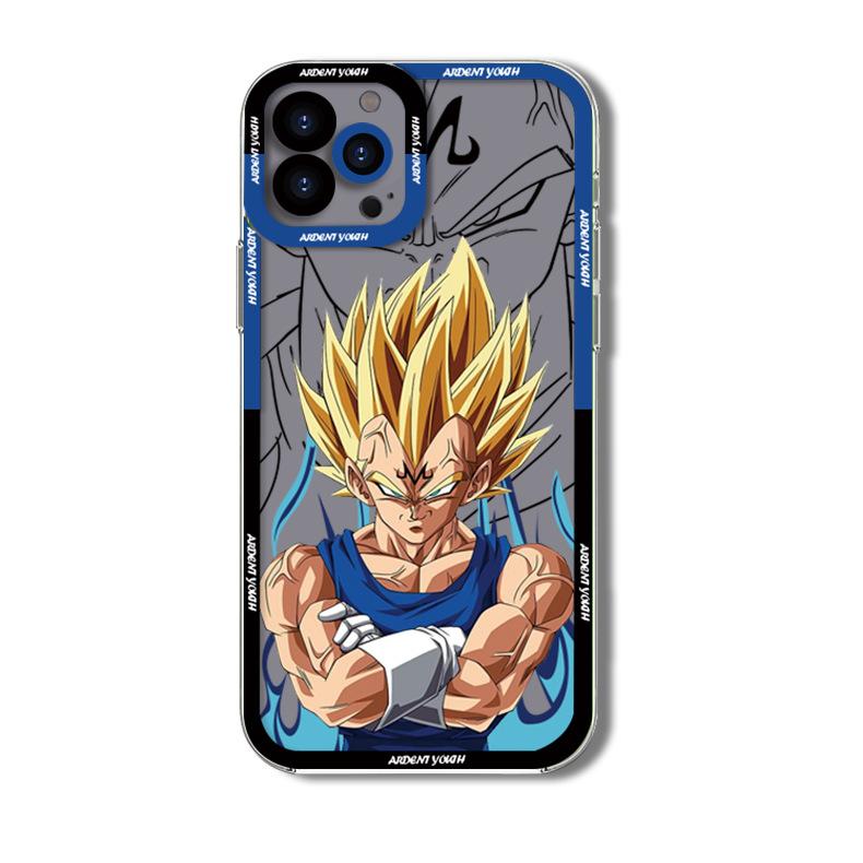 Аниме Dragon Ball Super Гонка Веджета Чехол для мобильного телефона iPhone 16 15 противоударный линза всесторонний Apple 17 прозрачный и легкий