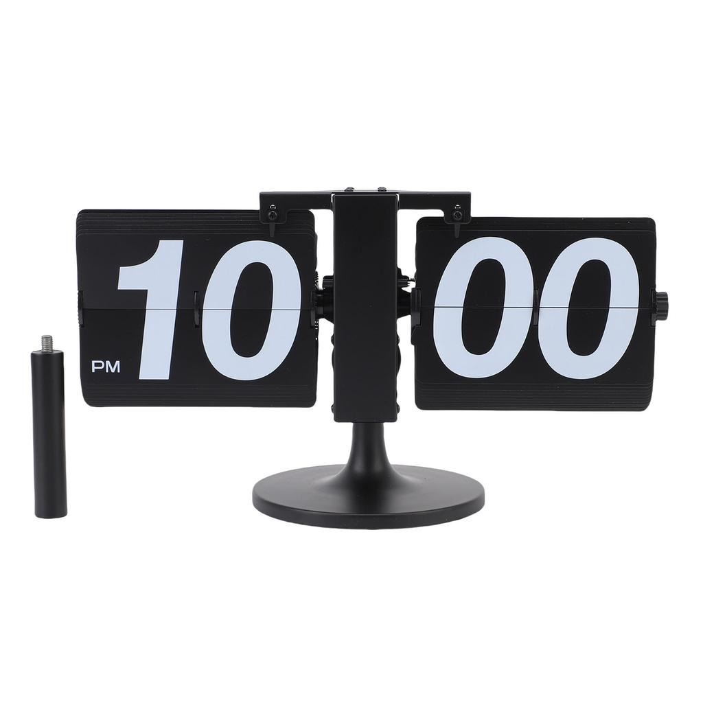 Desk Clock 304 Stainless Steel PVC Automatic Page Turning Mechanical Desk Clock 12 Hours with Extended Rod for Living Room