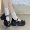 Coarse Heel High Heel Small Leather Shoes Women's Spring New Thick Sole Heightening Retro Mary Jane Single Shoes Round Head