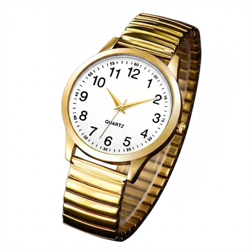 Large Digit Dial Watch with Elastic Band Waterproof Durable Glass Surface for Men Women