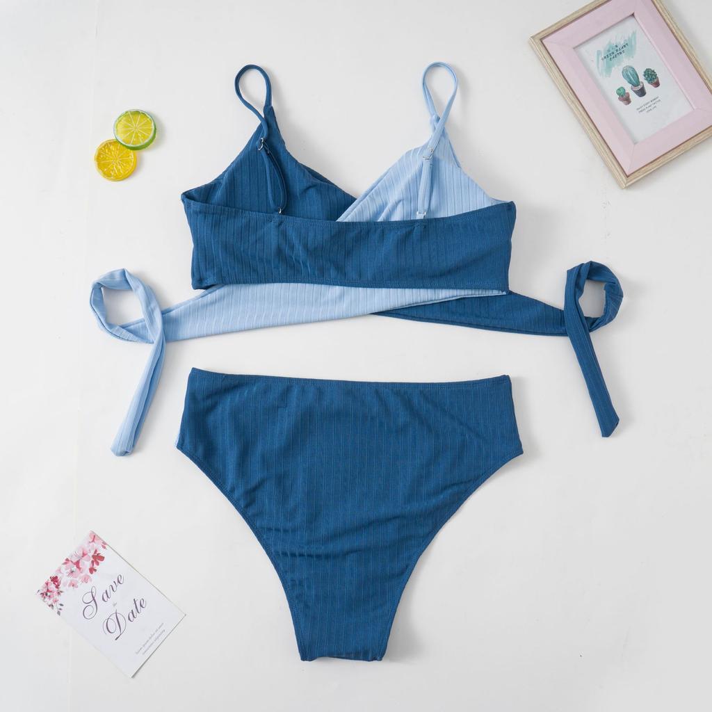 Women's Large Size Colorful Straps Bikini Summer Beach Collision Swimsuit Sports Beach Plus Size Swimsuit Sets