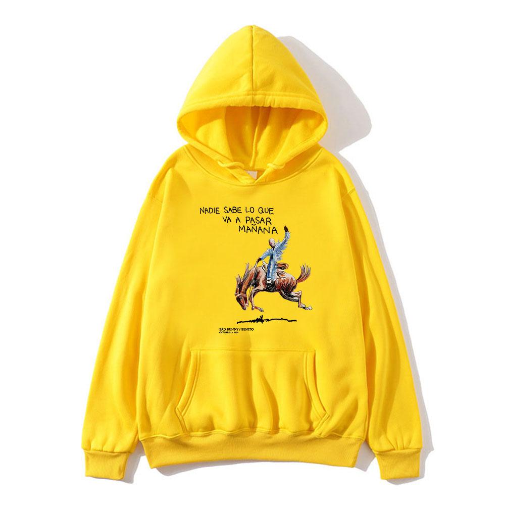 Толстовки Bad Bunny Album Nadie Sabe Lo Que Va Pasar Manana, толстовки Moletom с длинными рукавами Sudaderas, топы с графическим принтом