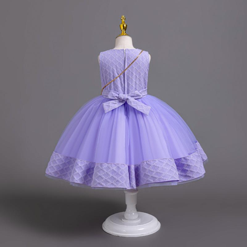 Новое платье принцессы из 3 предметов для девочек, элегантное платье с длинными рукавами и вышивкой для девочек, детское платье для дня рождения + комплект сумок