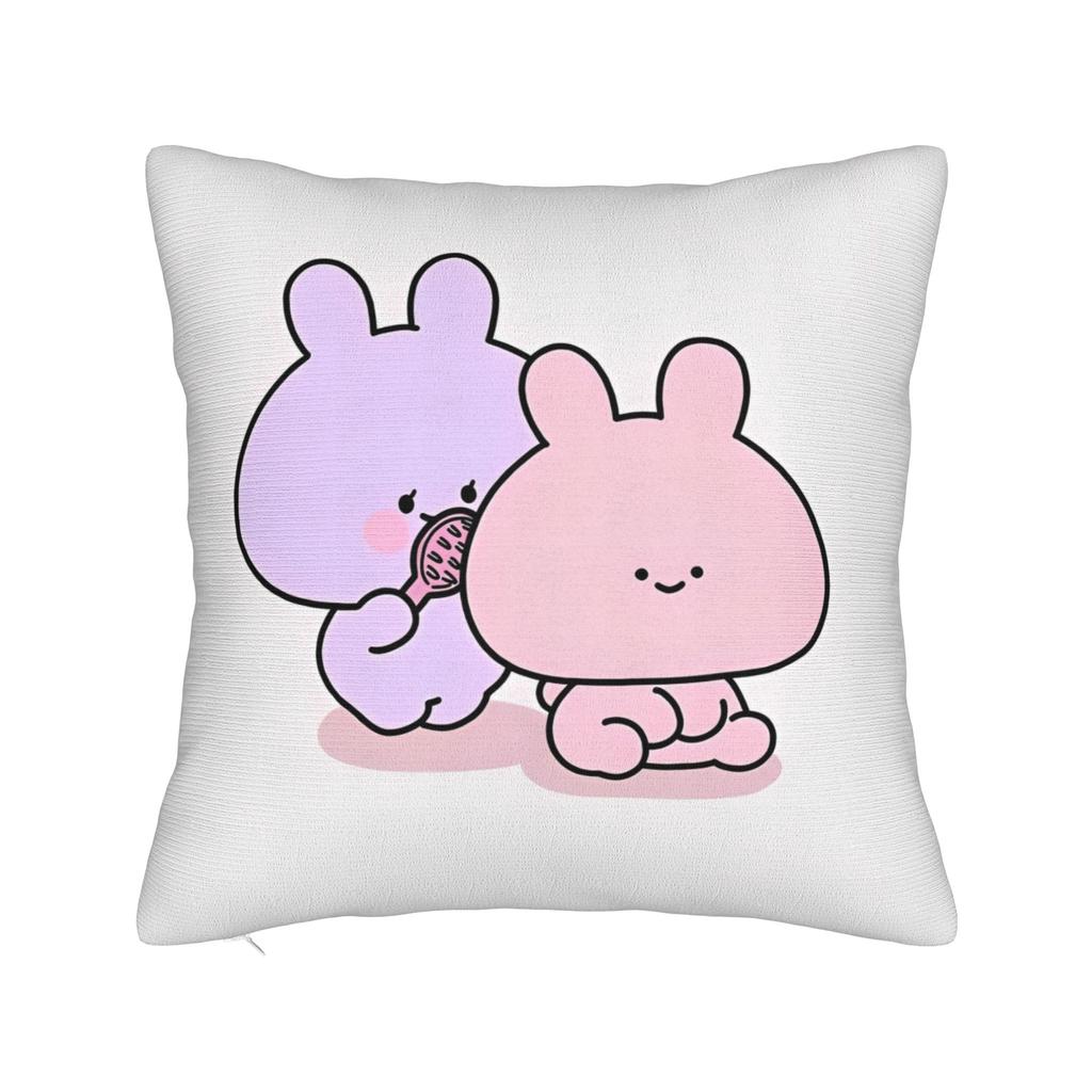 Rabbit Asamimichaan Cute Asamimi Square Pillow Case Polyester Decorative Pillow Fashion Pillowcase