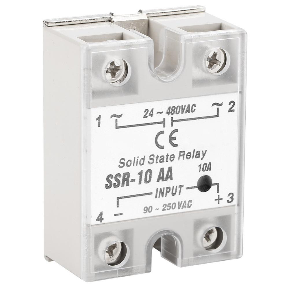SSR-10 AA Solid State Relay Input 90-250V AC AC-AC Solid State Relay AC-AC Output 24-480V AC Relay Module Industrial Control