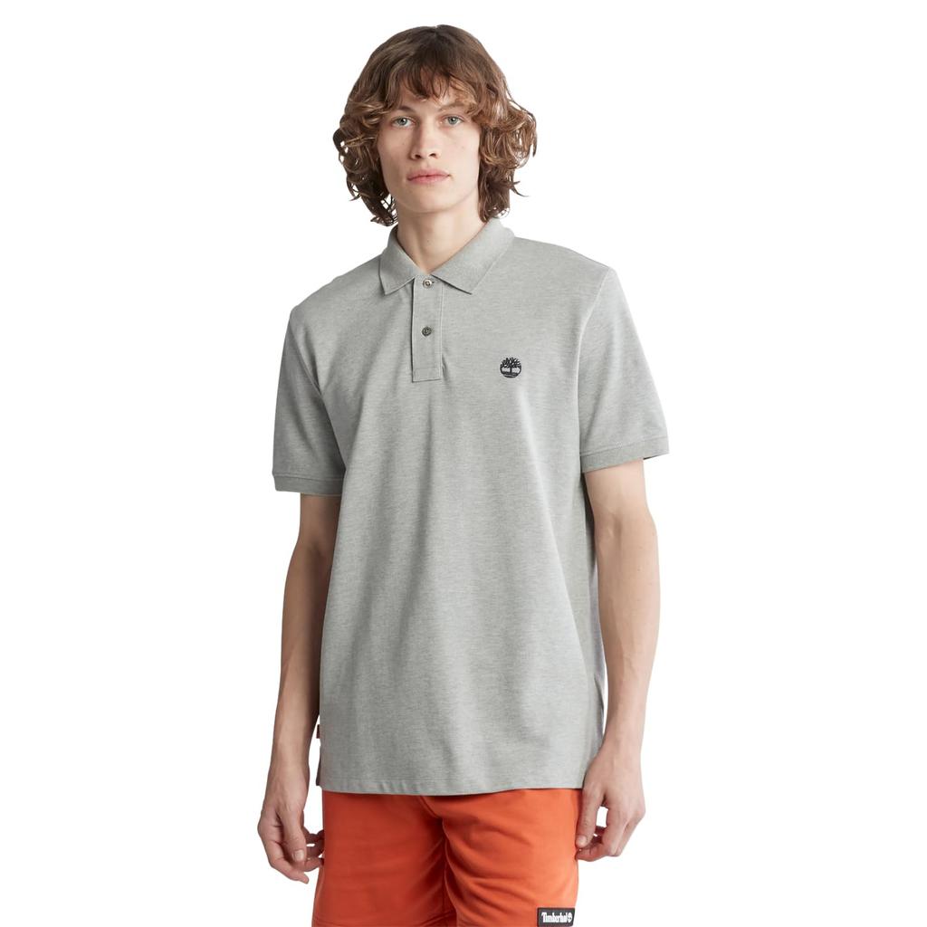 Timberland Men's Millers River Piqué Short Sleeve Polo Shirt, Medium Grey Heather, Size M (TB0A62T50521)