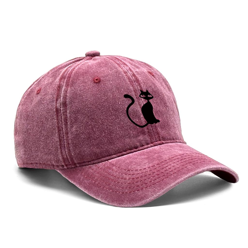 Casual Snapback Caps Cute Black Cat Hat For Man Adjustable Buckle Distressed Adjustable Sun Hat Perfect For Camping