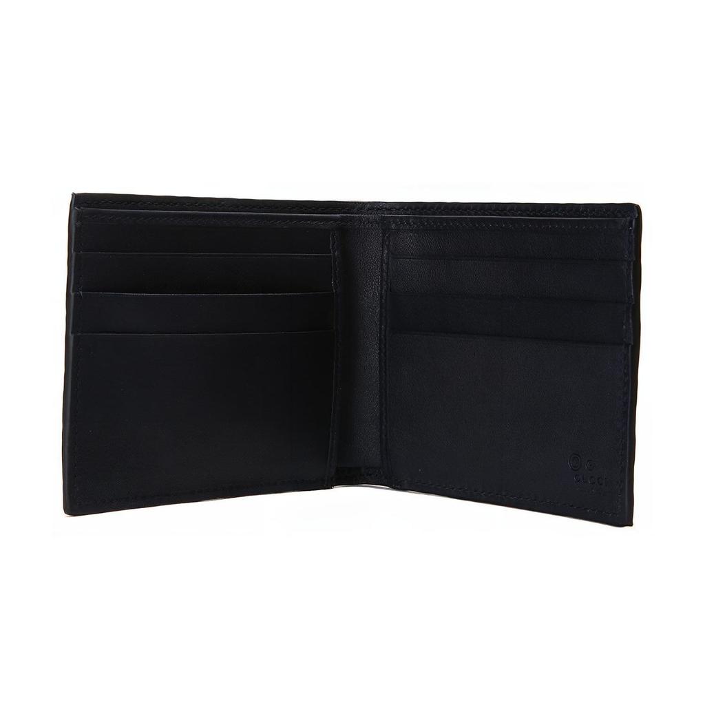 Gucci Vintage Logo Embossed Short Double Fold Leather Wallet Men Wallet Navy-Blue 260987-BMJ1N-4009