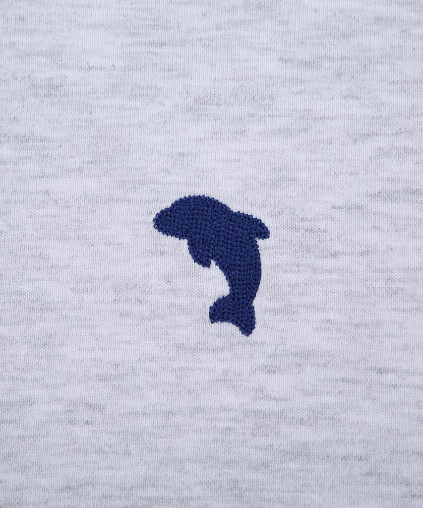 DOLPHIN WAVE APPAREL [2 шт.] Мини-вышивка дельфина волной Хлопковая футболка с коротким рукавом Cool Gray & Black 2 шт.
