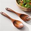 1/2Pcs Wooden  Servers Spoon Fork Set Long Handle Large Dinner Serving Cooking Untensils Cutlery Kitchen Tableware