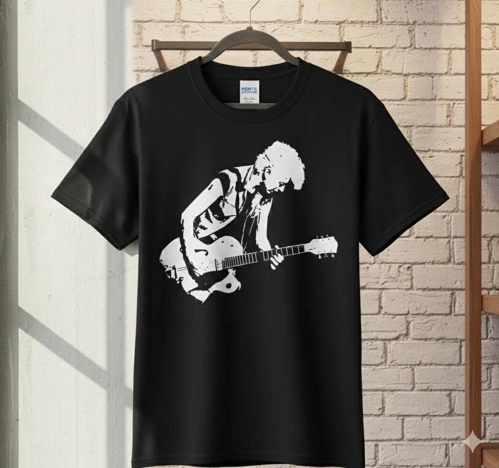 Punk Rock Guitarist Graphic T-Shirt Black Minimal Music Band Tee - T256
