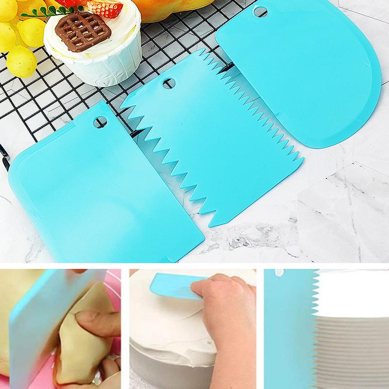 3/4 шт. двухсторонние разглаживатели крема для торта с удлиненным скребком, зубчатый скребок для бытовых инструментов для выпечки