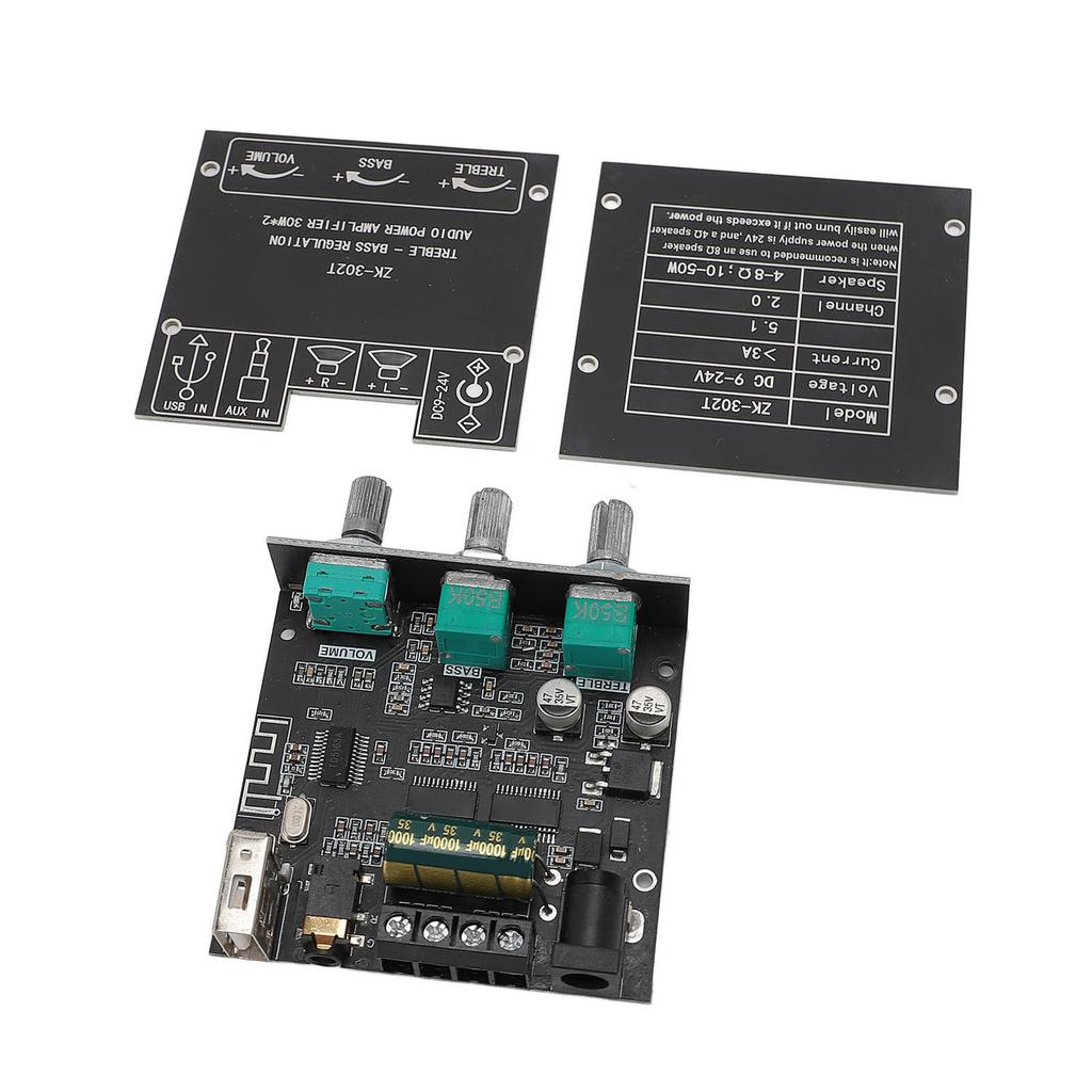 ZK 302T Digital Amplifier Module Bluetooth 5.1 TPA311D2 Chip 2.0 Channel 30W X 2 AUX USB APP Support