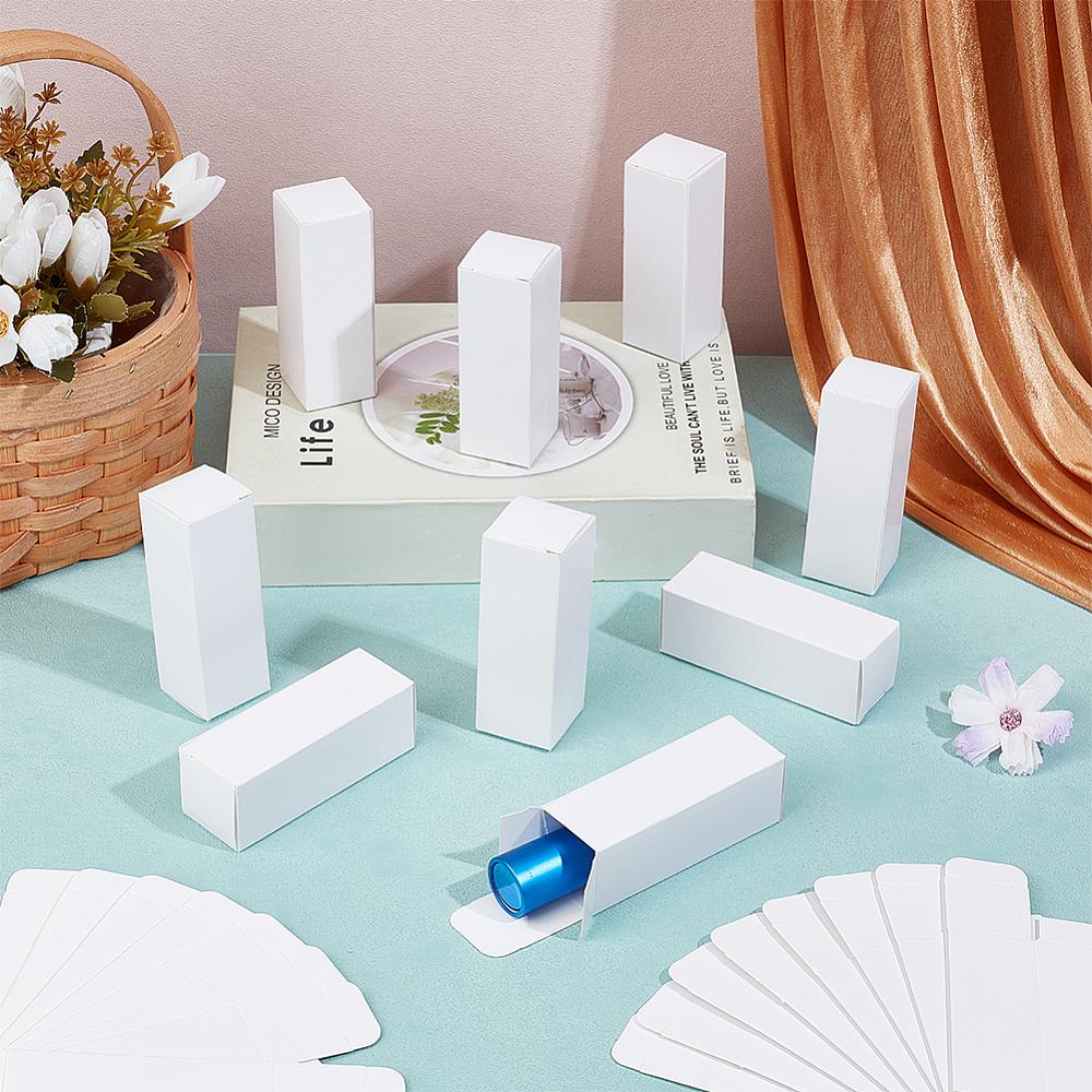 100pcs Paper Gift Storage Boxes Packaging Carton Boxes for Essential Oil Bottle Rectangle White 3.2x3.2x9.2cm