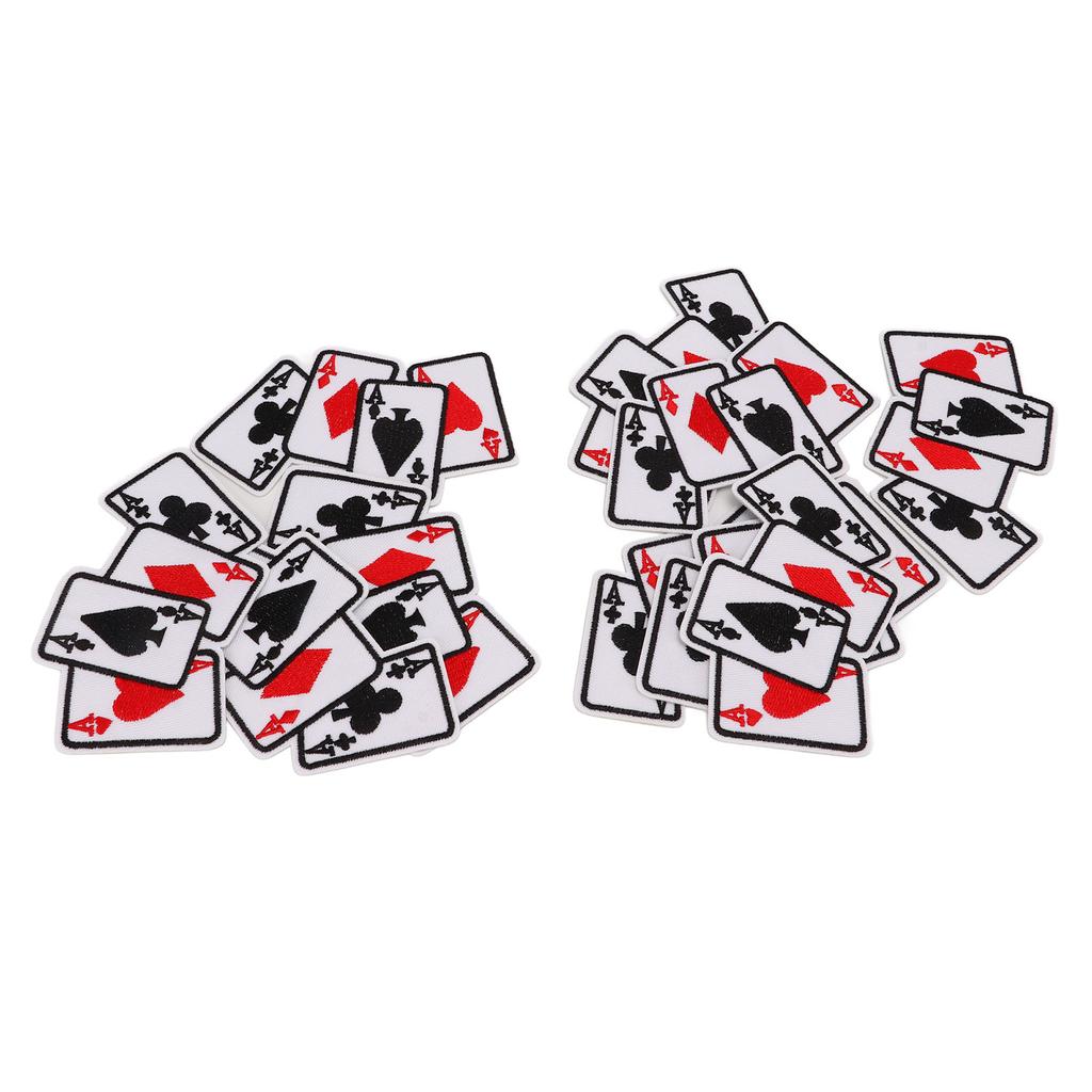 20Pcs Iron On Patch Embroidered Playing Card Patch Applique for Clothes Dress Hat DIY Accessories