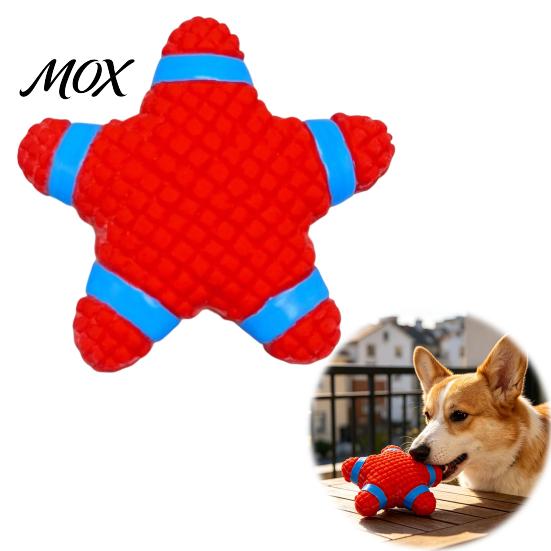 Soft Latex Teething Toys Starfish Dog Toy, Squeaky Chew Interactive Aggressive Chewers Teeth Cleaning Toy for Small to Medium Dogs Fetch And Pull