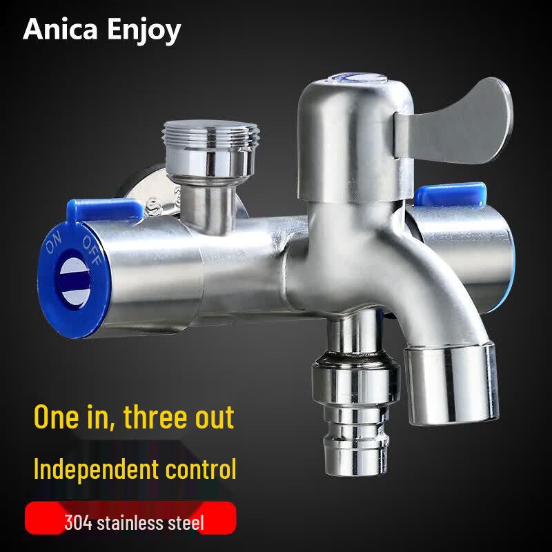 Трехходовой кран для стиральной машины Anica Enjoy из нержавеющей стали