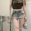 Женская ультракороткая джинсовая юбка с заниженной талией - сексуальная, эластичная, облегающая бедра летняя мини-юбка