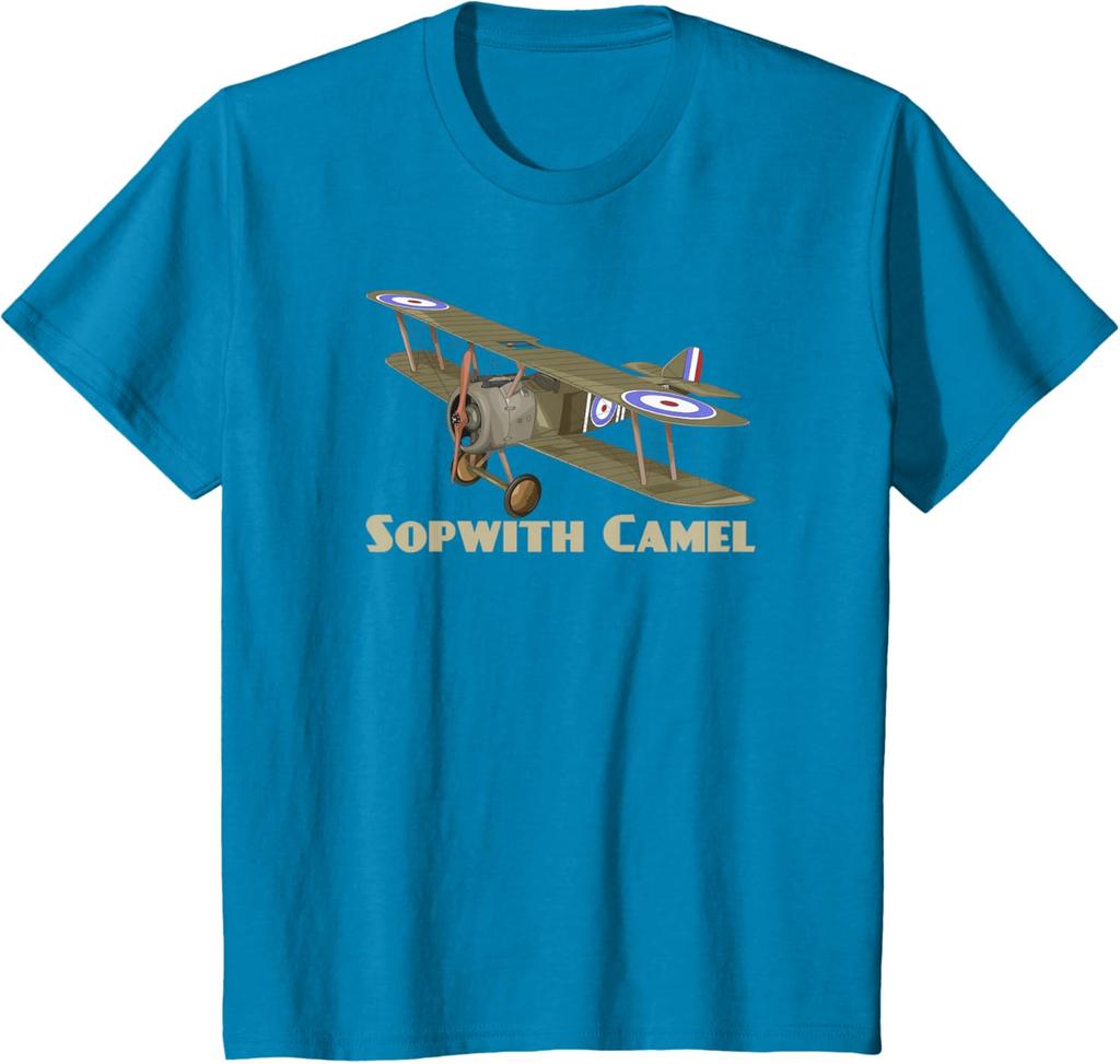 Avion De Chasse Sopwith Camel WW1 Biplan Britannique T-Shirt Short Sleeve Casual 100% Cotton Shift