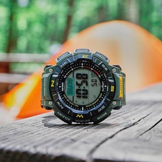 Наручные часы Casio Pro Trek, оригинальный японский продукт, линейка для альпинистов, с питанием от солнечной энергии, корпус из биомассы, PRG-340-3JF, мужские, цвет хаки