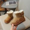 Детские зимние сапоги 2024 года, осень-зима, новые хлопковые ботинки для девочек, модные легкие плюшевые теплые плюшевые сапоги для мальчиков из искусственной кожи