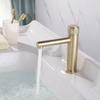 Brushed Gold Bathroom Basin Faucet Brass Push-Button Switch Deck Mounting Faucet Single Hole Hot And Cold Basin Tap Black/Gray