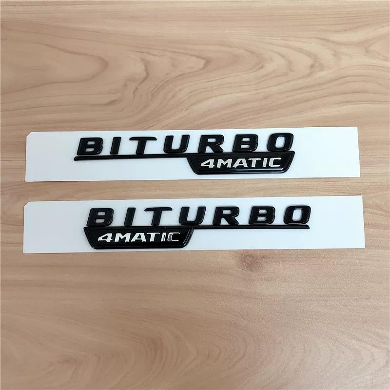 3D Flat Fo Turbo BITURBO V8 BITURBO 4MATIC 4MATIC+ V8 V12 BITURBO Plus Emblem for Benz GT Car Fender Side Sticker uu1
